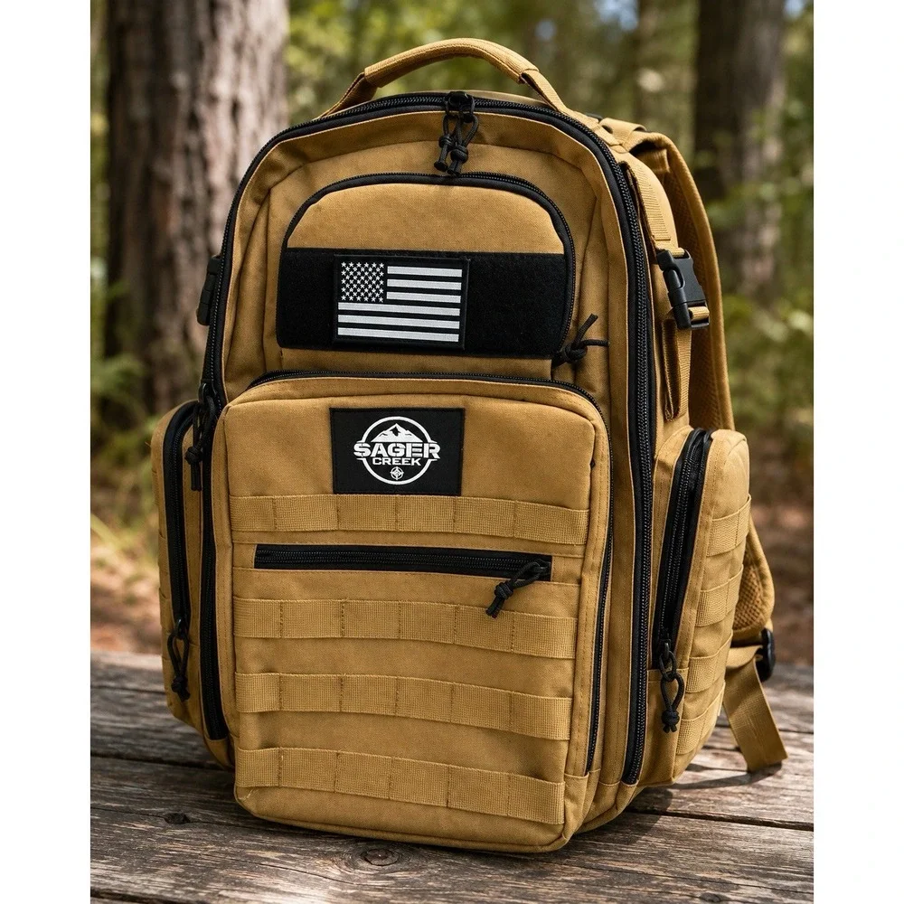Sager Creek Tactical Backpack Coyote Tan MOLLE Military Range Bug Out Gear Bag